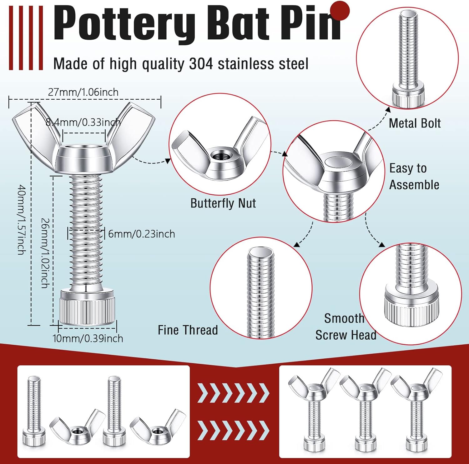14 Sets Pottery Bats pins for Wheel Metal Stainless Steel Bat Pins Ceramic Pottery Tools Works with Any Standard Wheel Head for Throwing Bats Replacement Potter Wheels with Bat Pin Holes : Arts, Crafts & Sewing