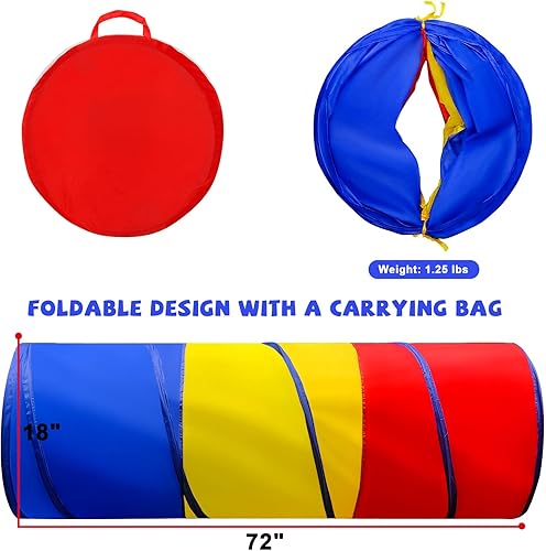 Miniatura 5 de Túnel de juego para niños pequeños de 1 a 3 años, túnel desplegable para bebés o perros, juguetes de 6 pies para interiores y exteriores, juguetes