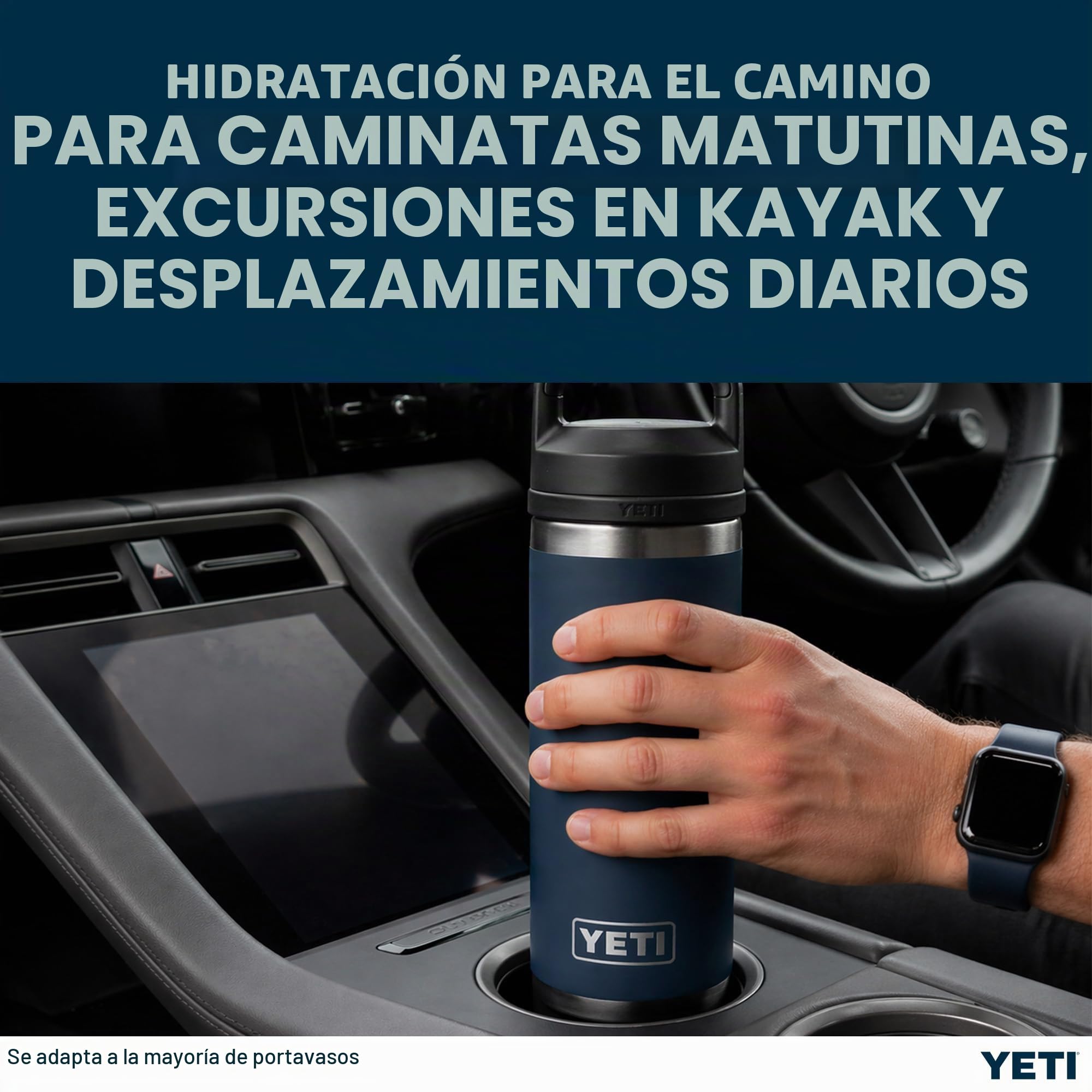 YETI Rambler Bottle Chug, Vacuum Insulated Stainless Steel Bottle with Chug Cap, Navy, 18 oz (532 ml)