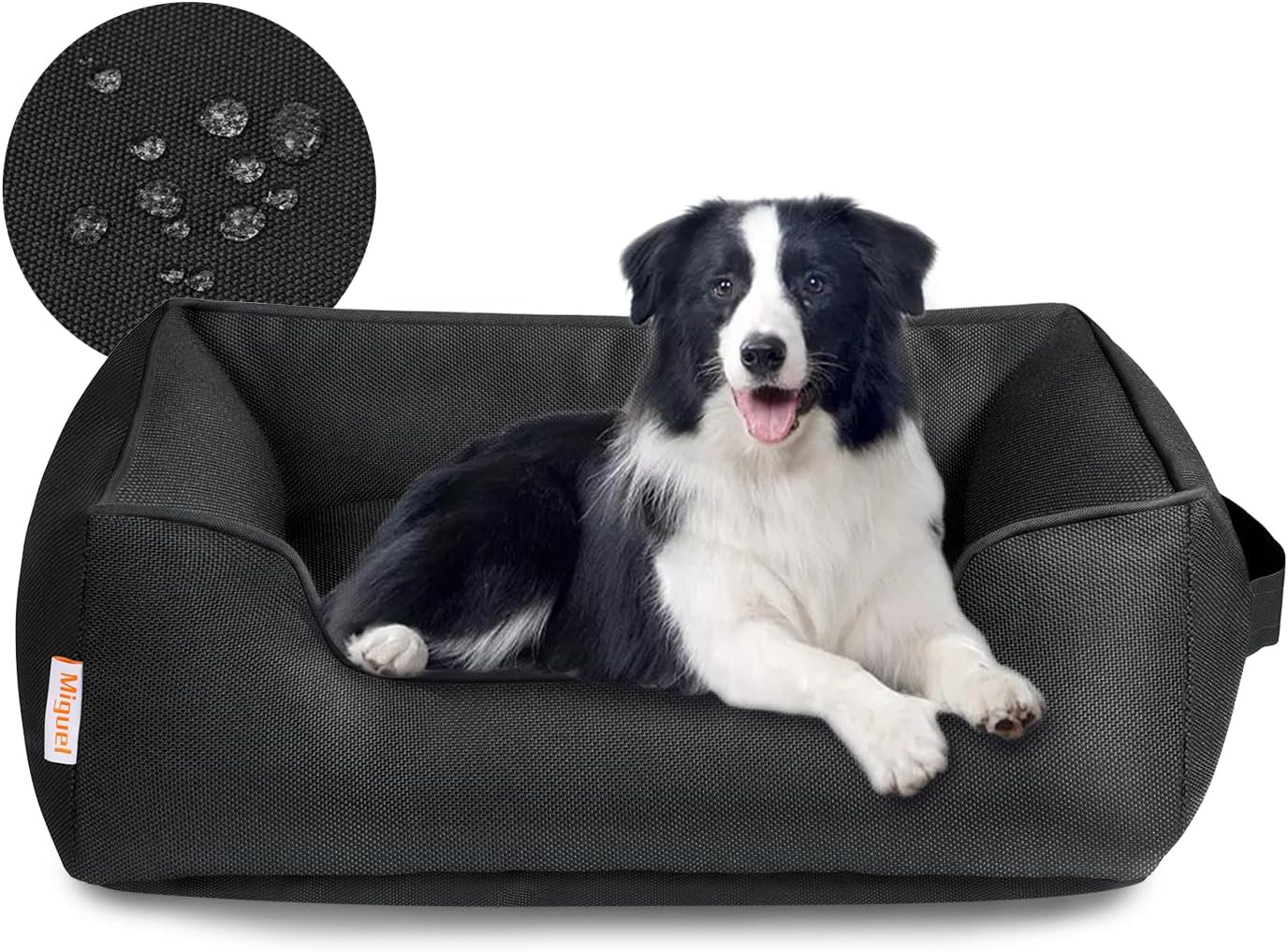 Miguel Waterproof Outdoor Dog Bed for Medium Small Dogs, Oxford Pet Bed Tough with Sides Easy Clean, All Weather Rectangle Puppy Bed with Removable Cover Bolster Bed Scratch Resistant, 35 inches