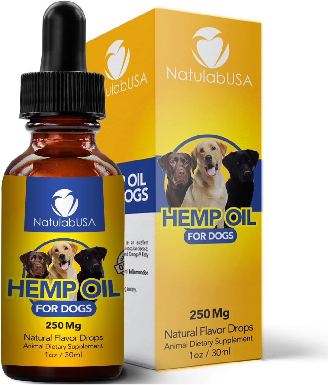 NatulabUSA - Hemp Oil For Dogs & Pets - Fast Results - Dog Anxiety & Stress Relief - Dog Arthritis & Joint Health - APPLY TO TREATS - Separation Anxiety Relief - Organic Hemp Seed Oil - 250mg - 1oz