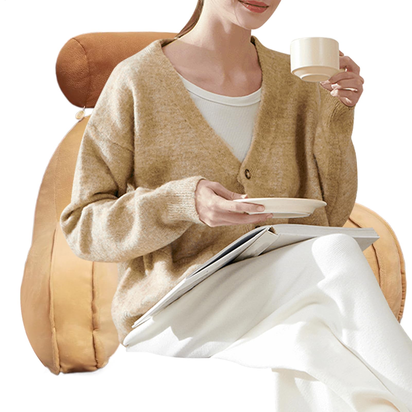 Coussin de lecture contre le mal de dos pour lire assis au lit sans fatigue