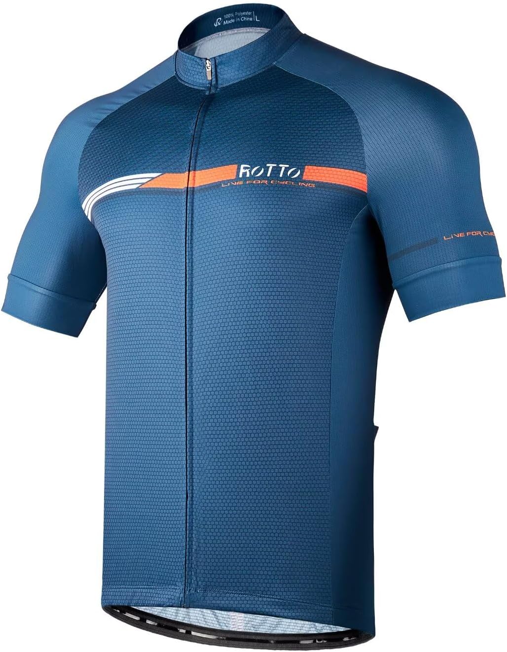 ROTTO Mens Cycling Jersey Short Sleeve Bike Shirt with Rear Pockets Stripe Series