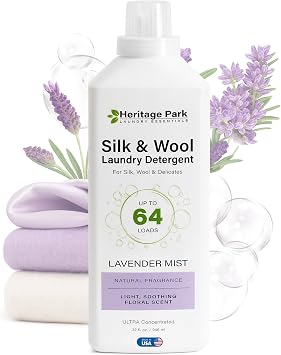 Heritage Park Silk & Wool All-Natural Lavender Mist Scent, pH-Neutral Laundry Detergent - Enzyme-Free, Concentrated Up to 64 loads 32 fl oz