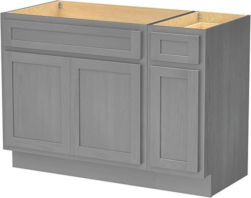 Vanity Art VA4045-1S-S VA4045-1S-S - Mueble de baño sin ensamblar de 45 pulgadas con 3 puertas y 1 cajón, mueble de madera con cajón agitador de