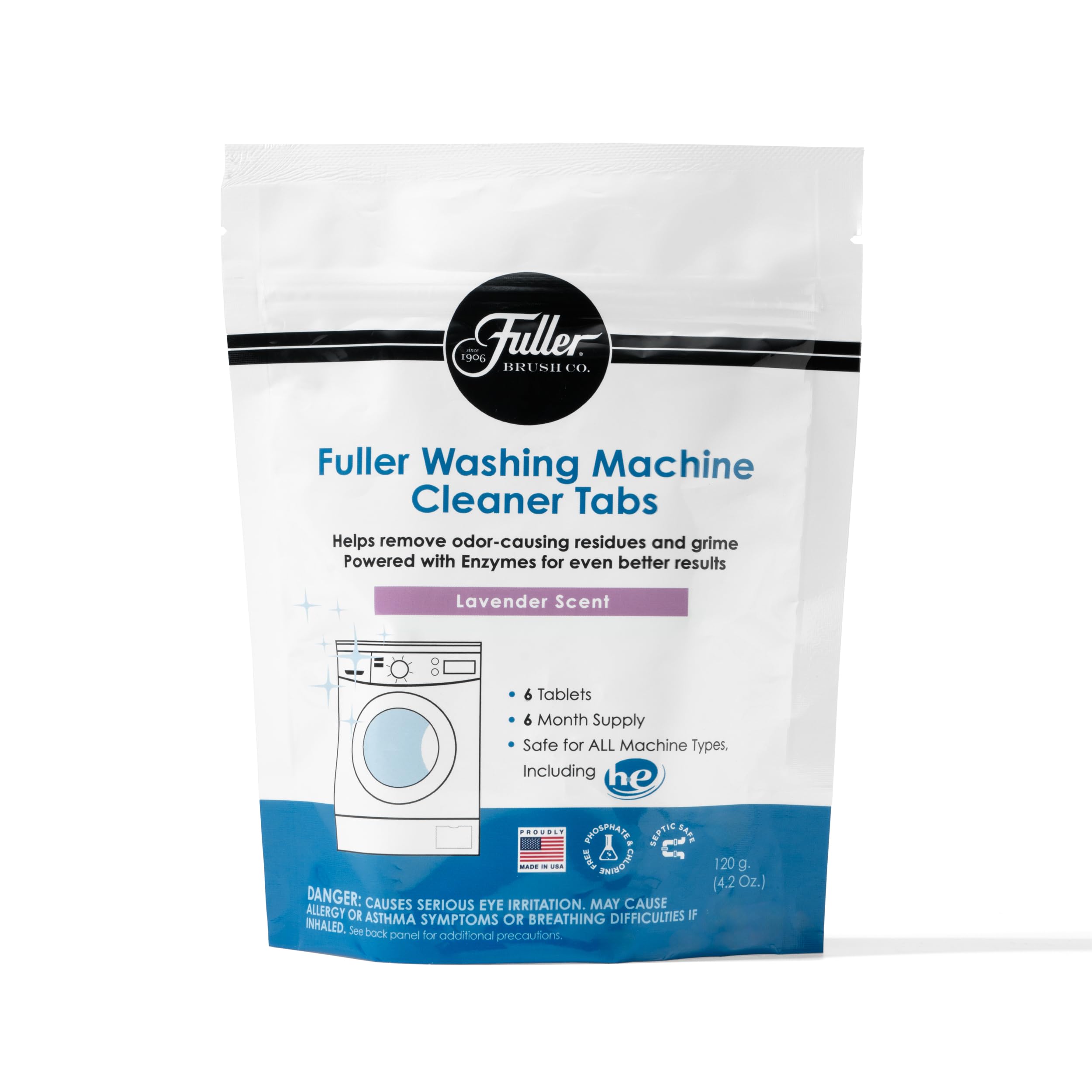Fuller Washing Machine Cleaner Tablets – Washer Cleaner for Front Load, Top Load - Removes Odor, Dirt, Grime, Lavender Scent, Septic Safe (Pack of 4)