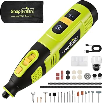 SnapFresh 12V Cordless Rotary Tool Kit, 28-Speed 32000 RPM Mini Rotary Tool w/Digital Display, 111 Accessories,2.5Ah Battery USB-C Charging, Lightweight Battery Powered Tool for DIY, Craft & Pet Nail