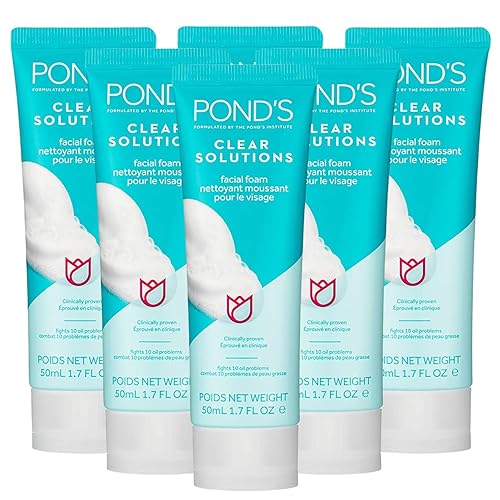 Pond's Clear Solution, lavado facial espumoso, elimina el exceso de aceite, limpiador facial, paquete de 6 unidades de 1.07 onzas líquidas cada uno