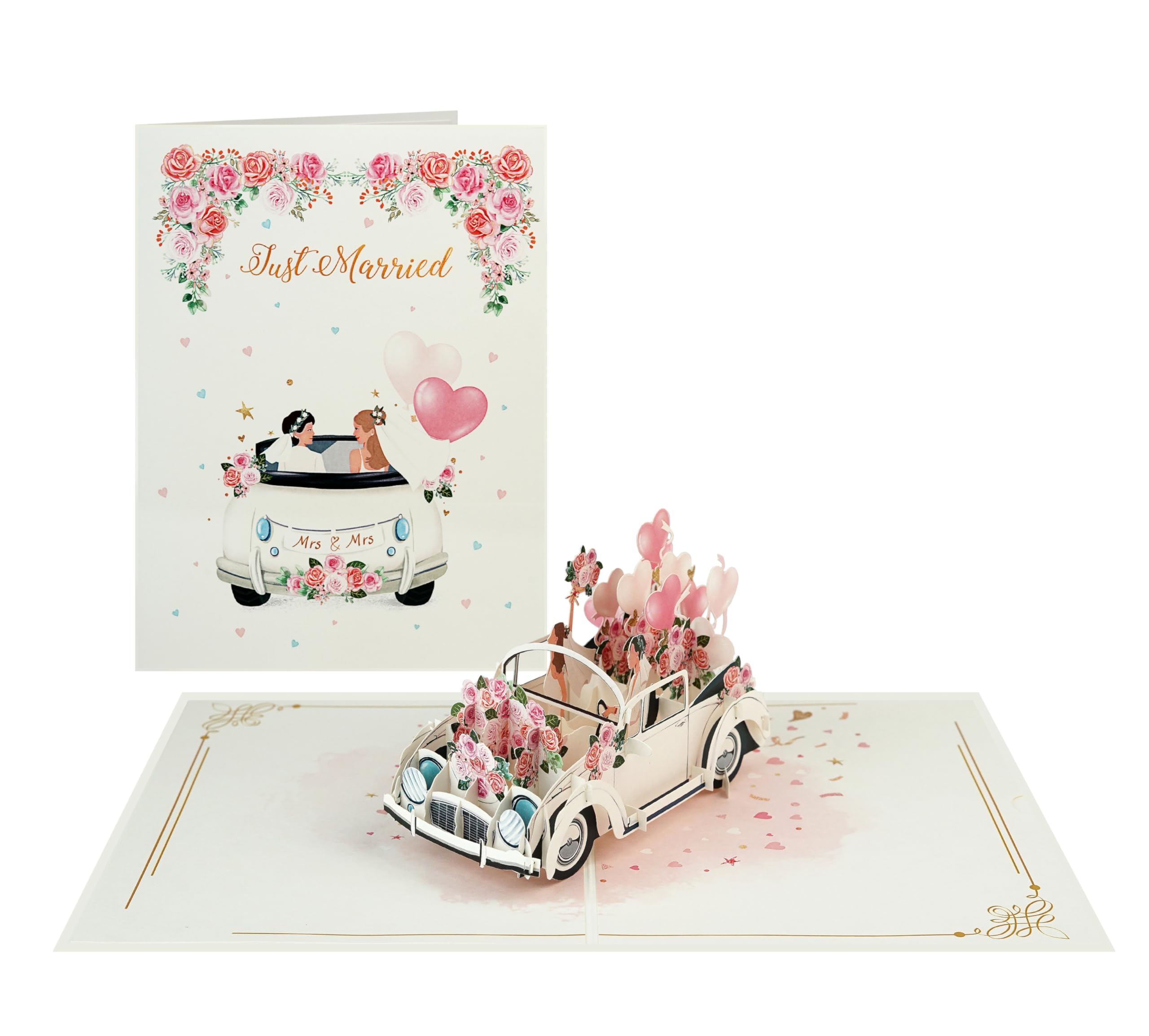 Lesbian Valentines Gifts Wedding Card, Wedding Car Les, 20cm x 15cm - Image 2