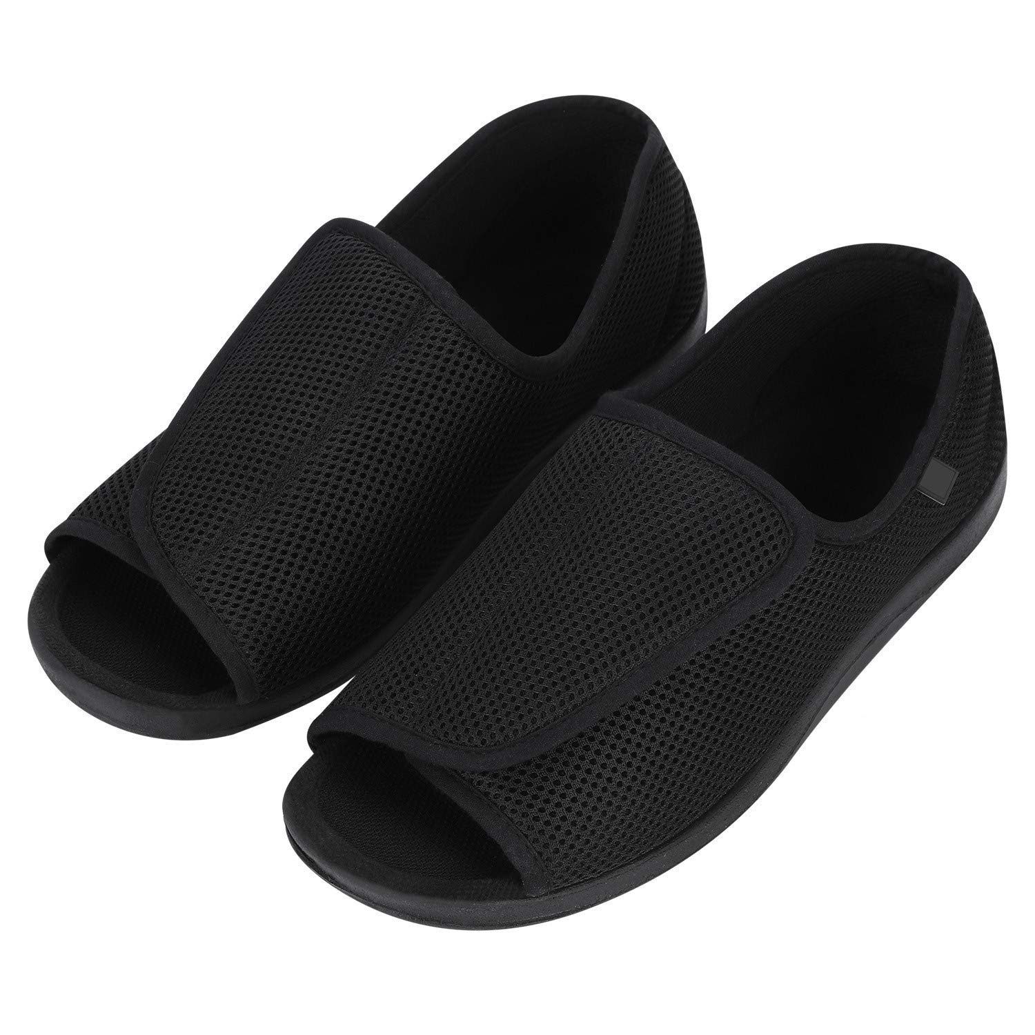 Pantofole gonfie da uomo, comode, extra larghe, per diabetici, scarpe da anziani, traspiranti, con punta aperta, regolabili, antiscivolo, antiscivolo, per artrite, edema, scarpe da interni