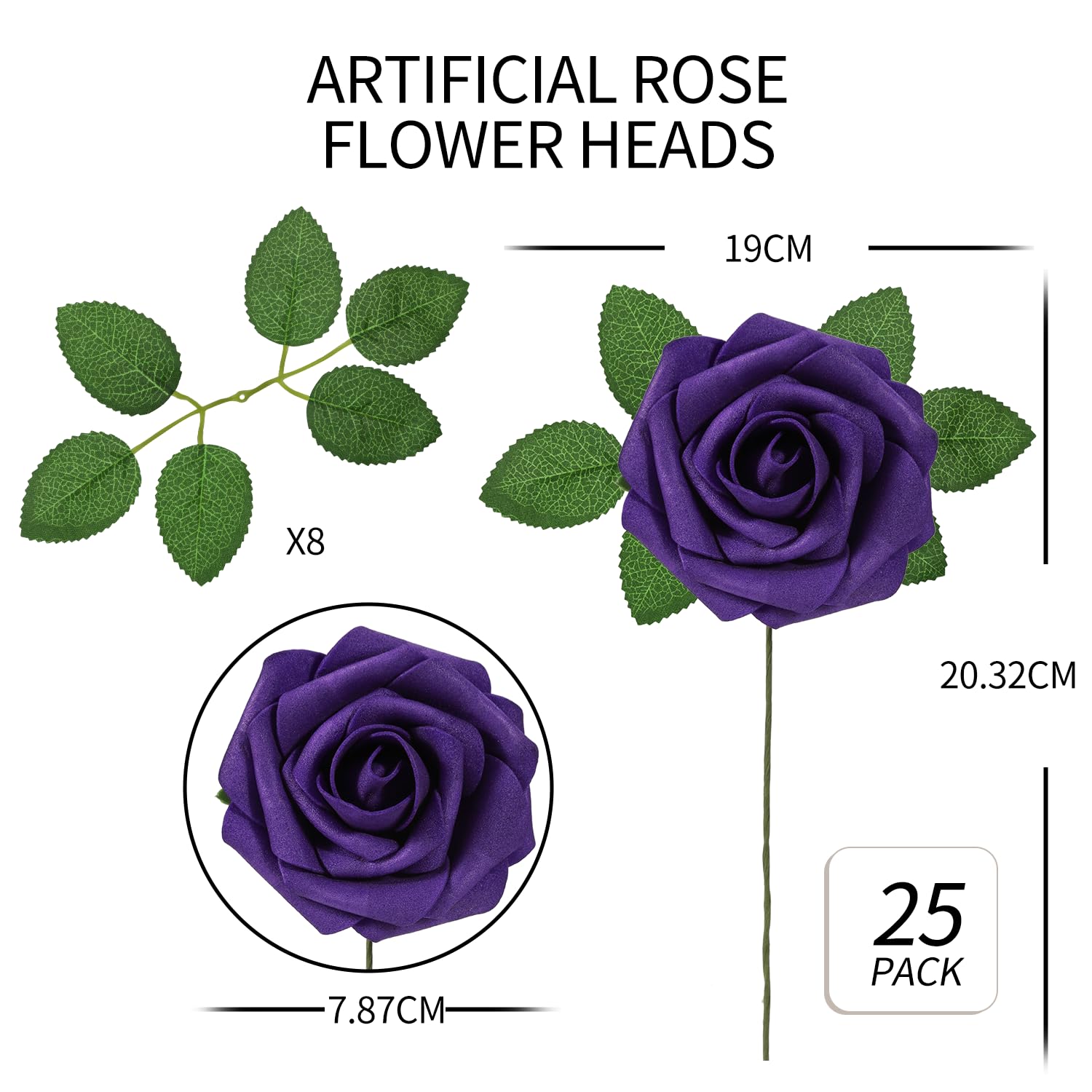 LEUCHTAMOR 25Pcs Artificial Roses Flowers Purple Foam Roses Real Touch Fake Rose Heads for DIY Flower Garland Baby Shower Wedding Bridal Bouquets Table Floral Arrangement Party Home Decoration - Image 3