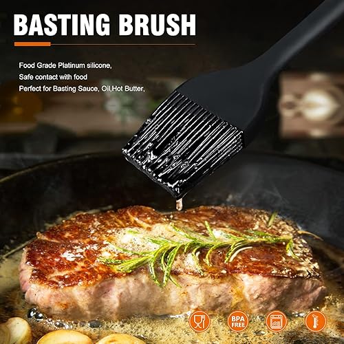 Miniatura 3 de Walfos Cepillo de silicona para pastelería, juego de cepillos para untar resistentes al calor, perfecto para hornear, parrilla de barbacoa, cocina