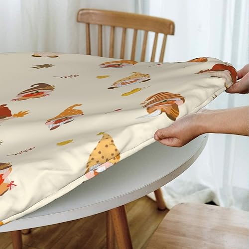 Vista 61 de Delerain Mantel redondo ajustable de hortensia azul, mantel redondo impermeable con borde elástico, lavable, para interiores y exteriores, se adapta