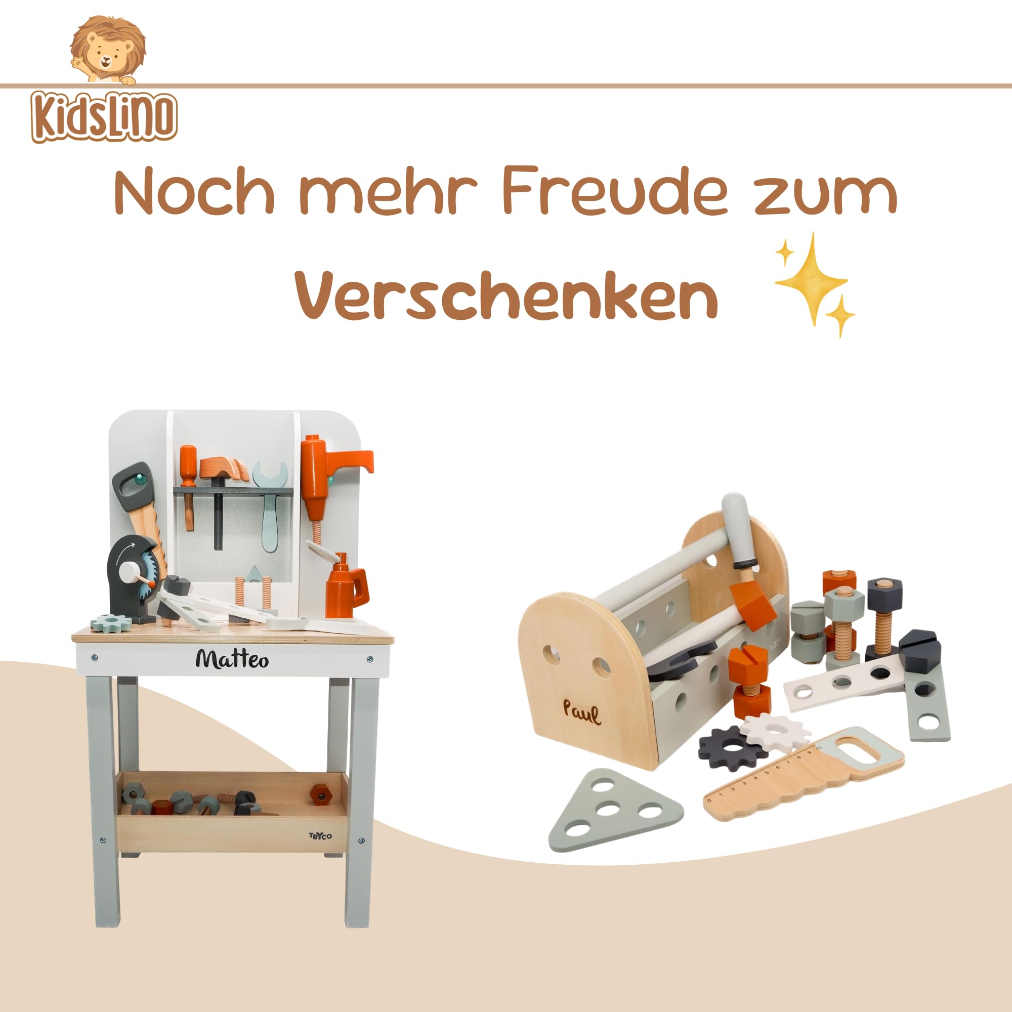 Personnalisable Garage de stationnement en Bois – avec Niveaux et Accessoires, favorise Le Jeu de rôle et la créativité – pour Enfants dès 3 Ans – personnalisé avec Le prénom – Tryco