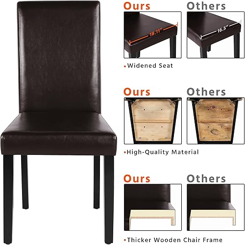 Miniatura 6 de Topeakmart Juego de 4 sillas de comedor de piel sintética con respaldo alto, patas de madera de pino acolchadas, sillas de cocina para comedor, sala
