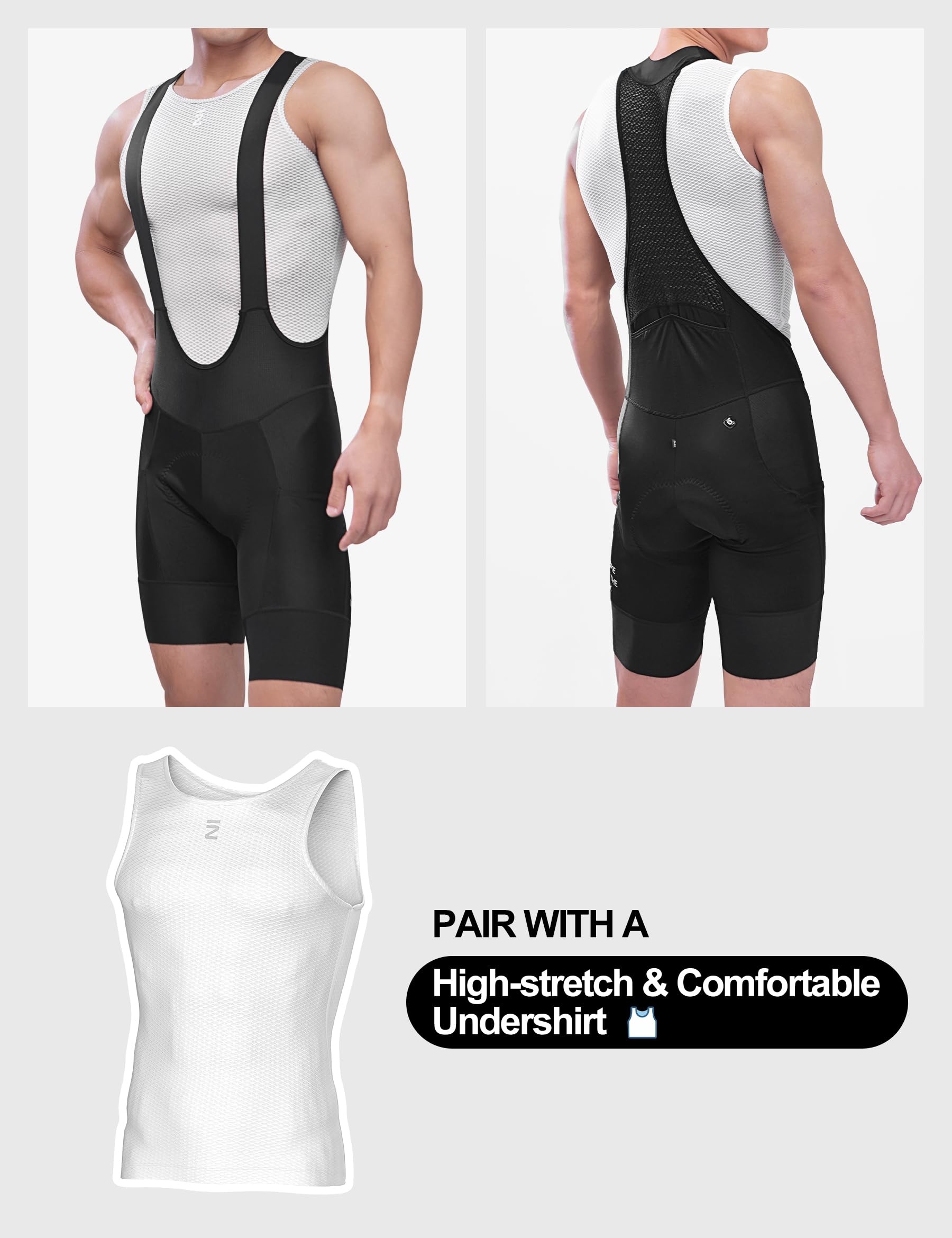 INBIKE Salopette da Ciclismo Uomo con Fodello 3D Pantaloncini Bici da Strada con Bretelle Pantaloncini MTB Traspirante Asciugatura Rapida Abbigliamento Ciclismo Estivi