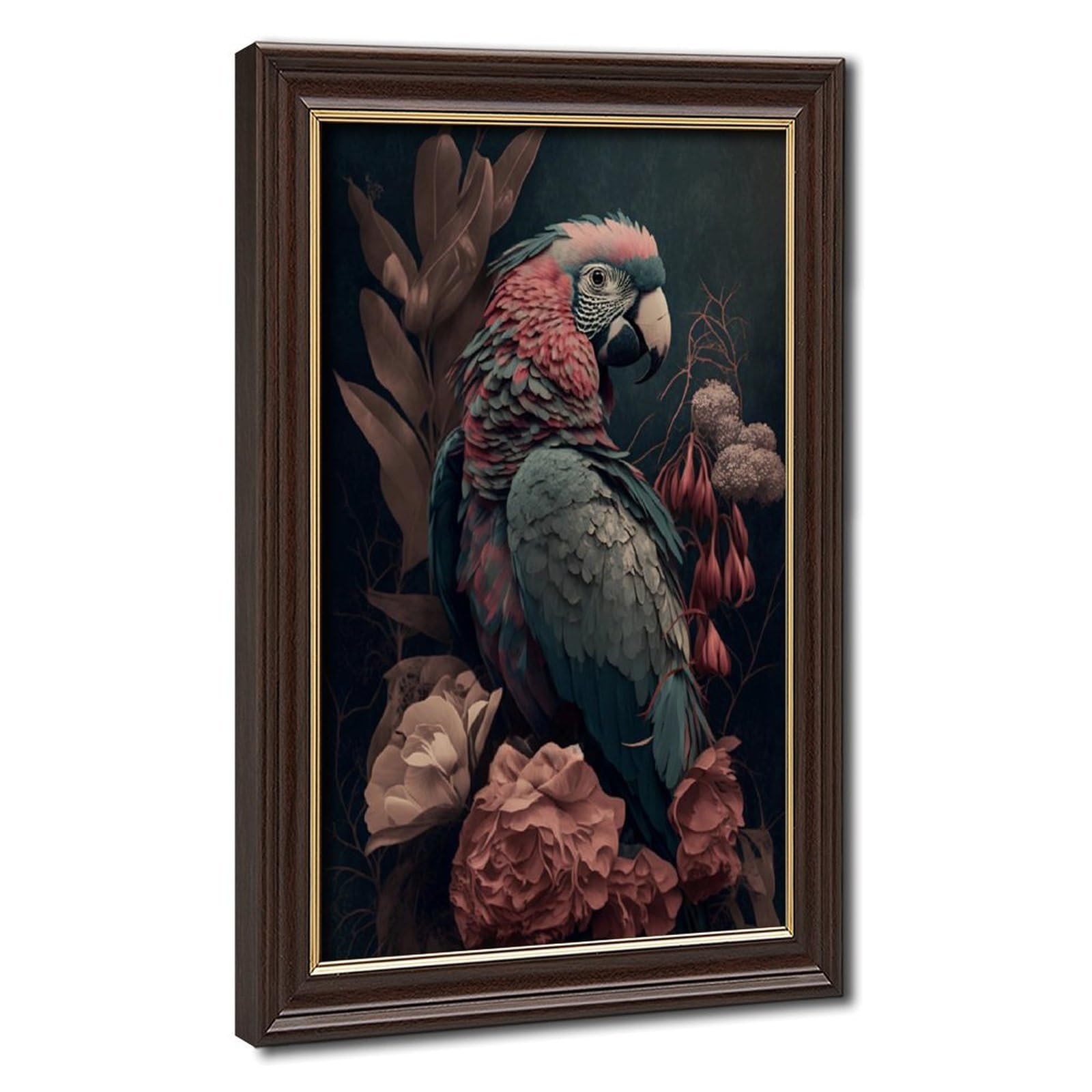 Bareronor Mokume Gane Frame-Style Boho Parrot Canvas Poster For Home Decor Gift