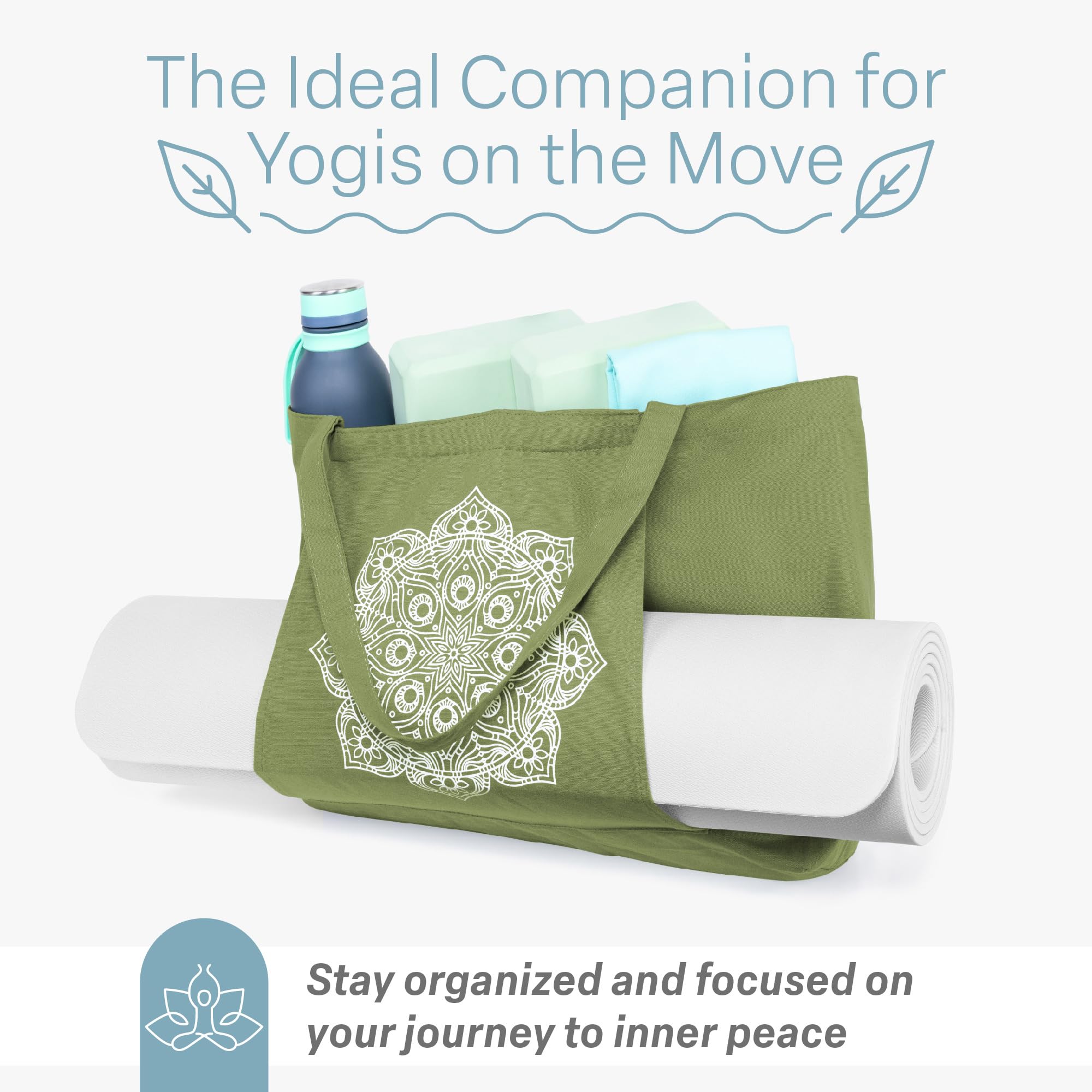 Pockets & Places Yoga Bags for Women with Mat holding Pockets (21.6