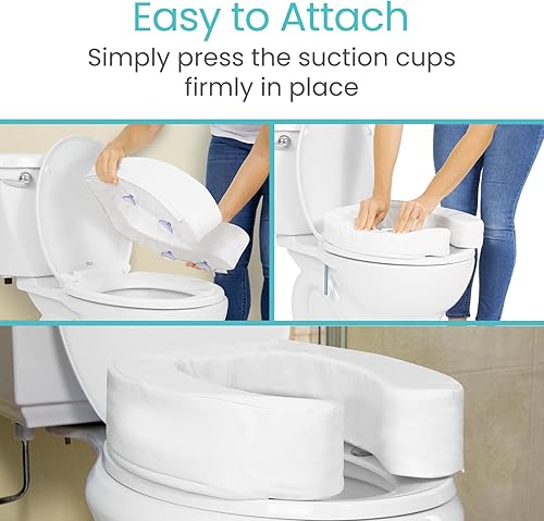 Miniatura 23 de Vive Cojín para asiento de inodoro (espuma acolchada suave), accesorio de baño acolchado suave fácil de limpiar, asientos alargados y estándar, dona