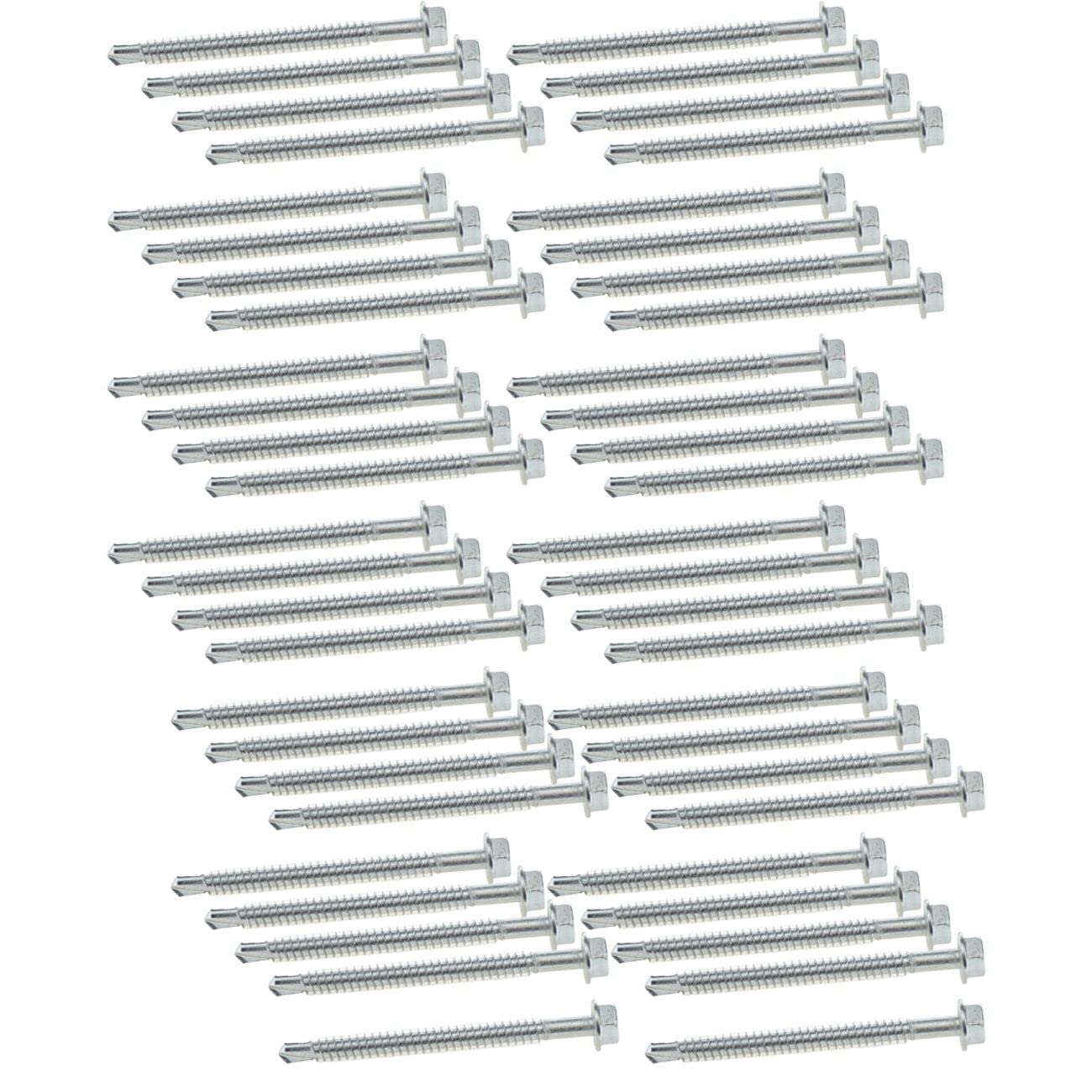 50PCS 410 Stainless Steel Flanged Hex Washer Head Self Tapping Drilling Screws (12#-3")