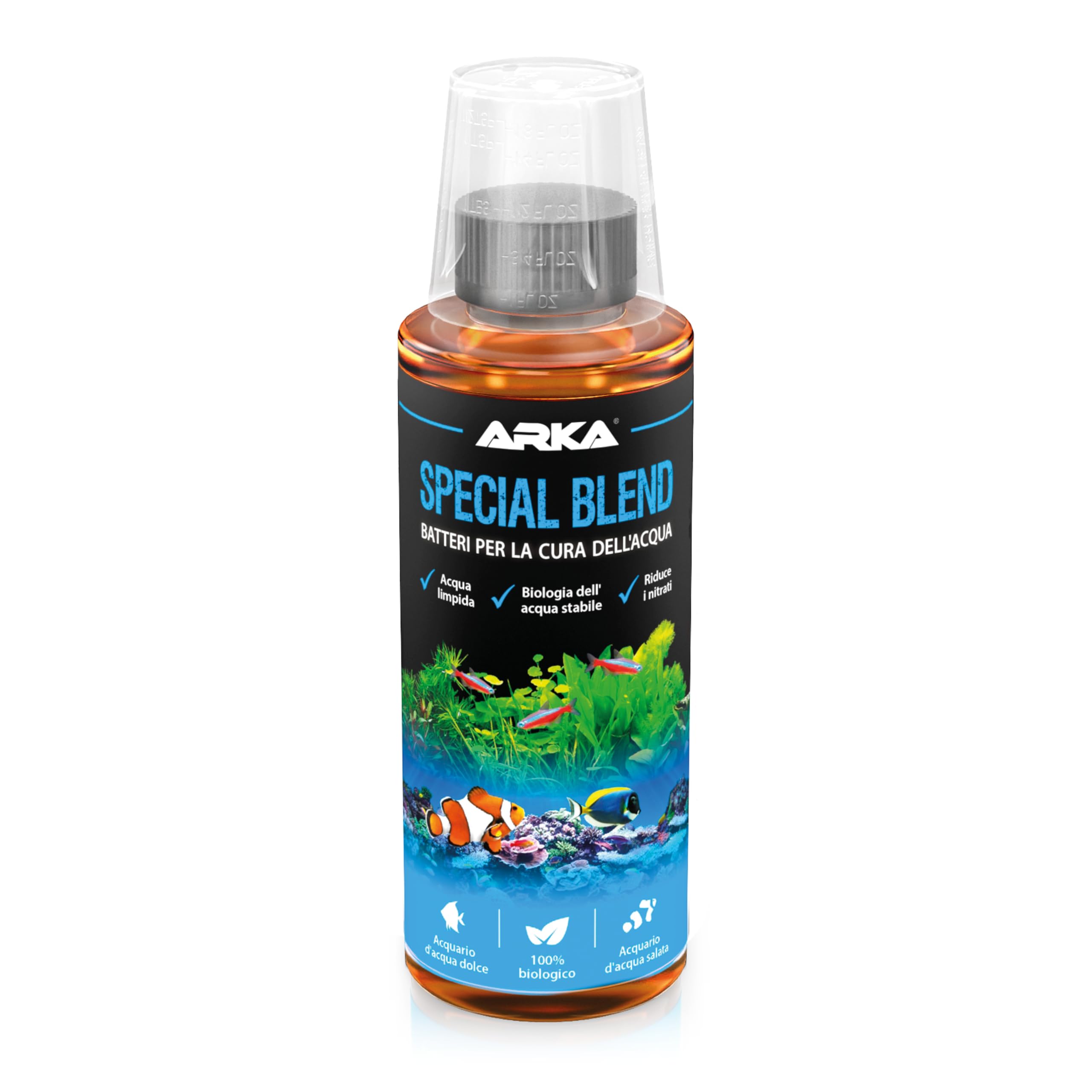 ARKA Special Blend – 118 ml – batteri per acquari d’acqua dolce e marina – riduce nitrati e rifiuti organici – contribuisce alla qualità dell’acqua e favorisce un ecosistema stabile