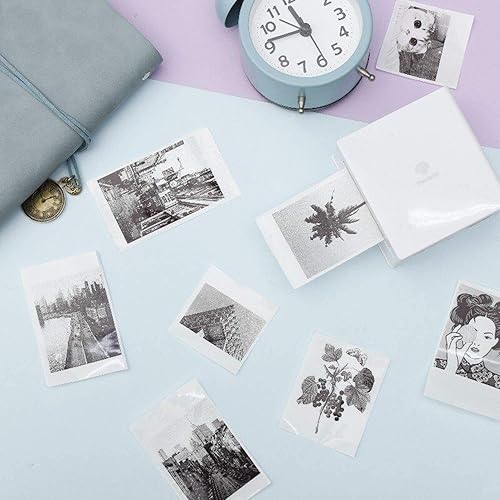 Vista 6 de Phomemo - Papel térmico autoadhesivo para impresora Phomemo M02/T02/M02 Pro/M02S/M03/M03AS/M04/M04AS, purpurina blanca/dorada/purpurina blanca