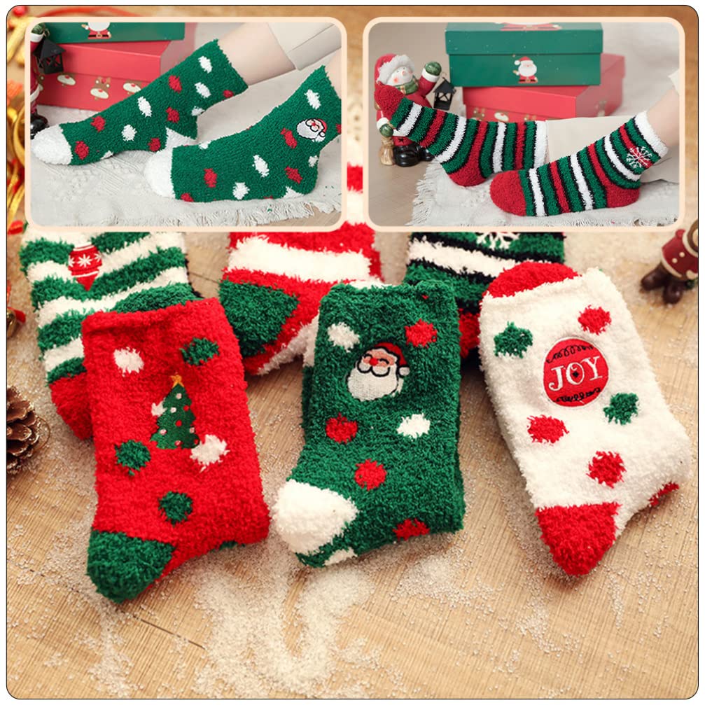 TOYANDONA 6 Paia Calzini Natalizi Calze Di Cotone Natalizie Calzini Da Notte Da Donna Calzino Di Capodanno Calzino Da Casa Calzini Accoglienti Bambino Vello Di Corallo Autunno Borsa Regalo
