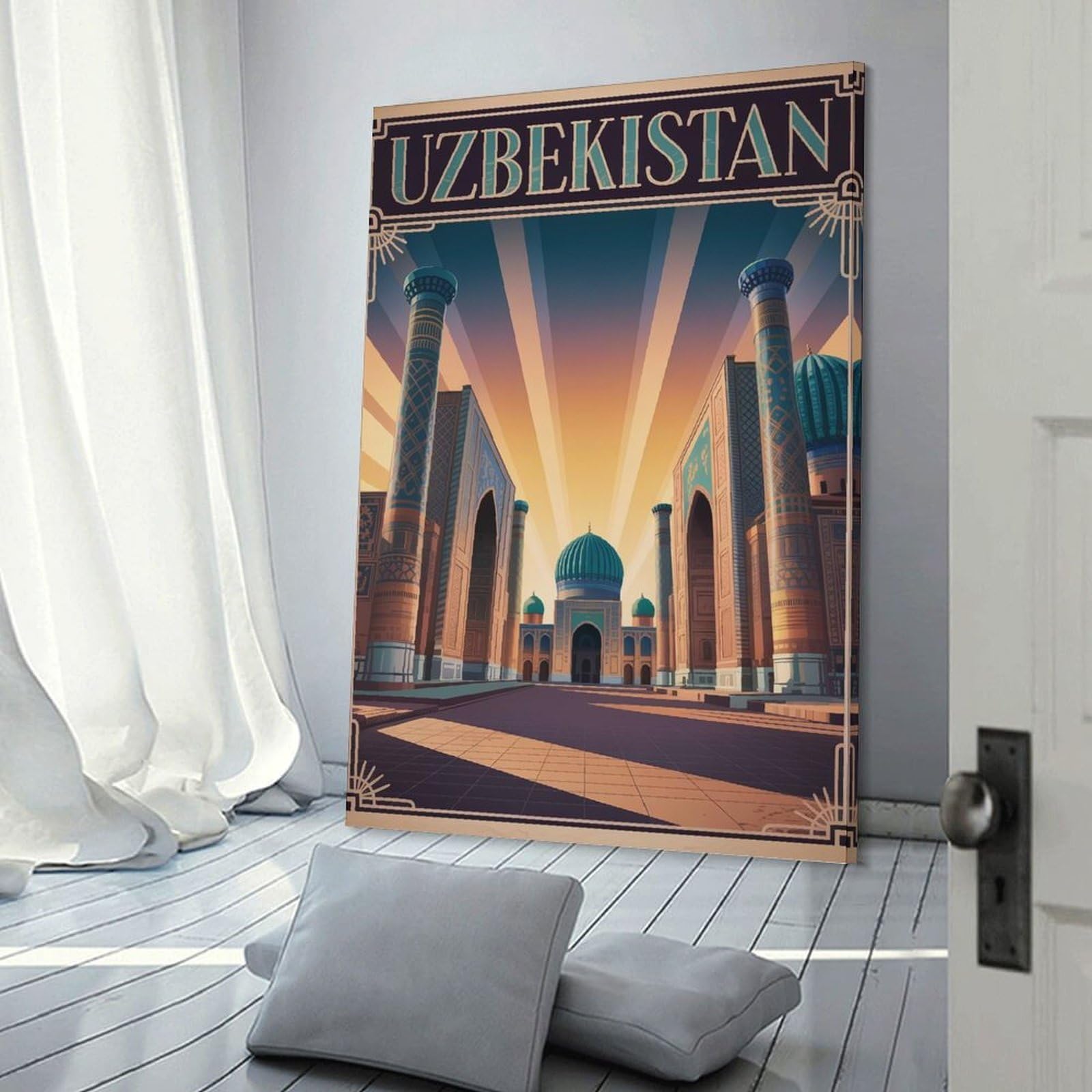 Junmoney Room Decor Wall Art Uzbekistan Travel, 16x24inch(40x60cm), for Gallery Wall Layouts in Home Or Office, Home Wall Art for Statement Displays