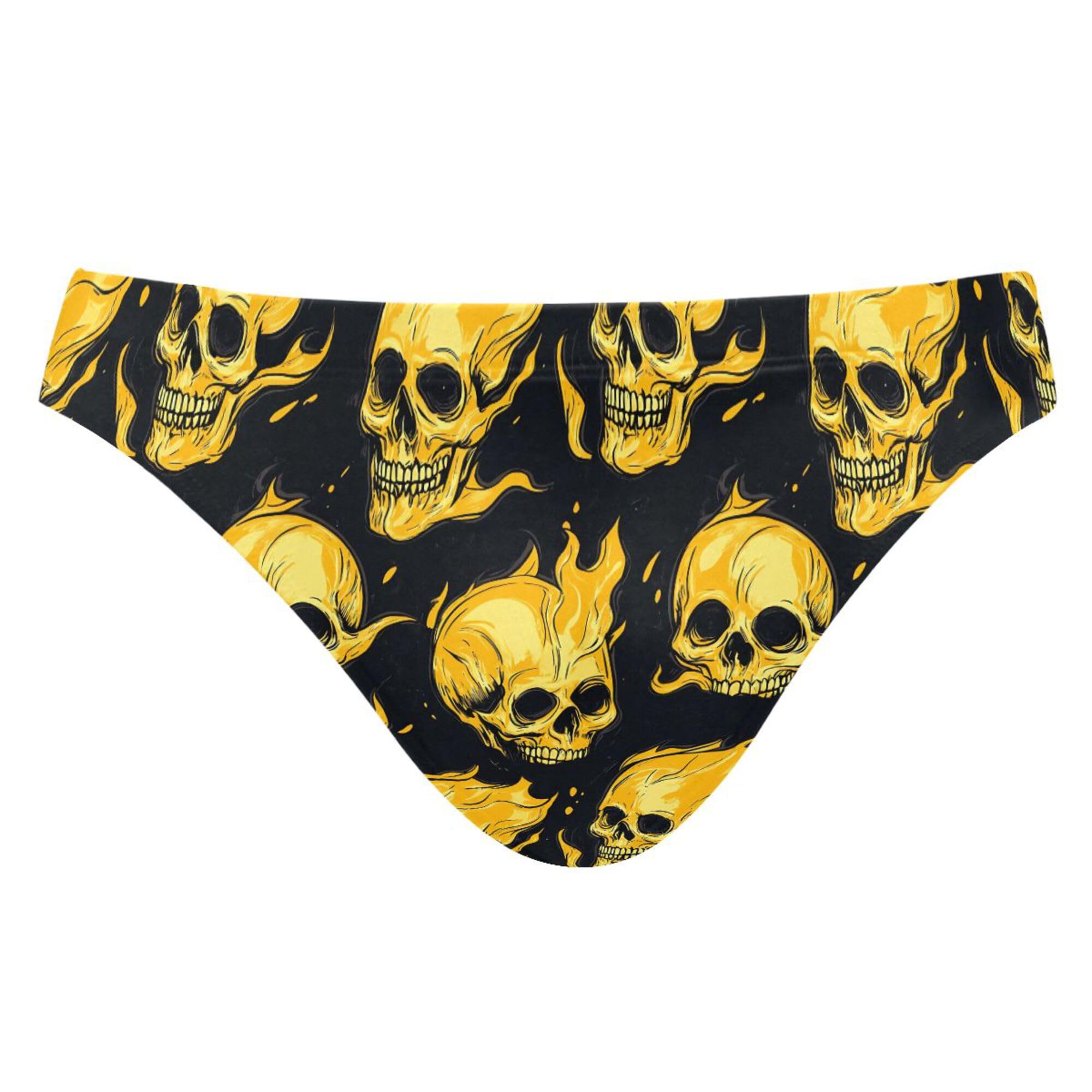 Skull Fire Mens Swimwear Swim Briefs Bikini Swimsuit for Summer Beach L B0404428