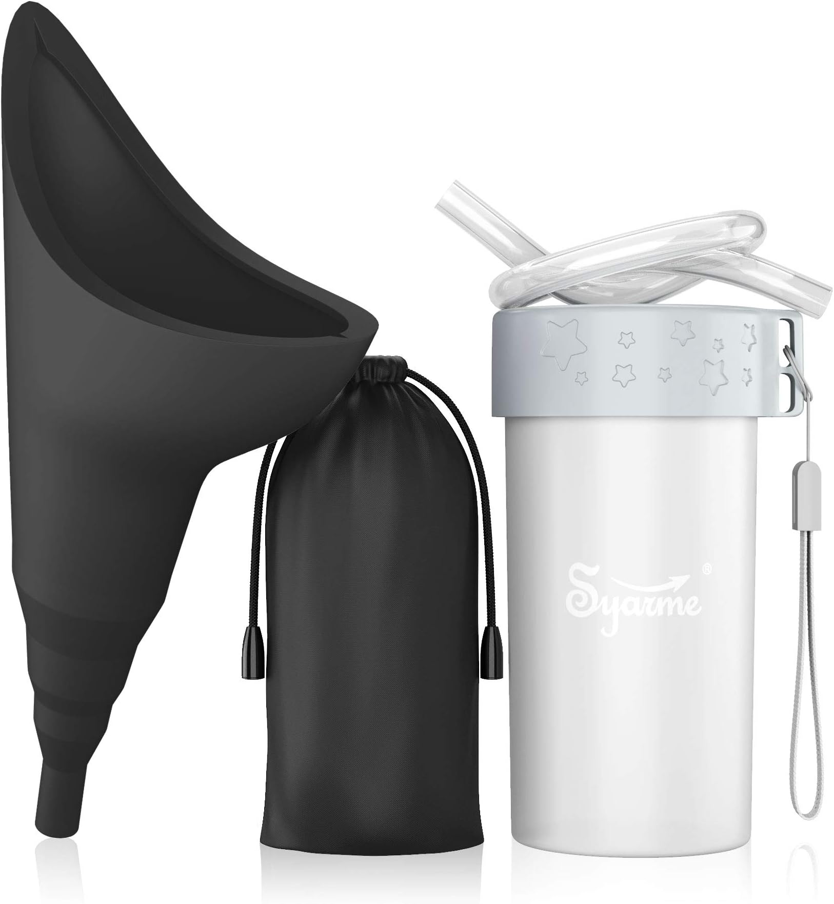 Urinella for women, portable reusable pee aid for women with extension tube, suitable for travel, festivals, camping, traffic jams, etc. with waterproof bag and cup