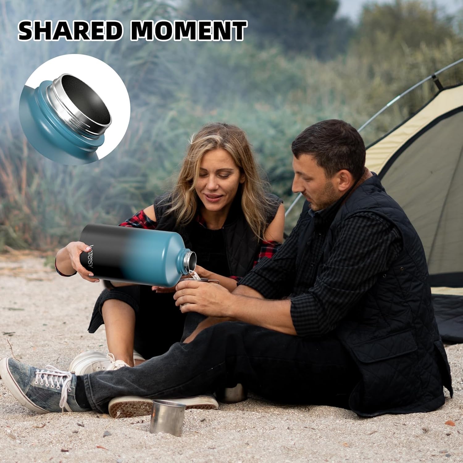 1 Gallon Water Bottle Insulated(Cold for 48 Hrs),BPA Free&Leak Proof,128oz Stainless Steel Water Jug,Large Water Bottle with Straw Spout Lids for Gym,Hiking,Camping&Travel,Black Blue - Image 9