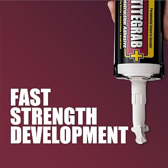 Titebond TiteGrab Plus Construction Adhesive 9 Oz. Bonds Wood, Metal, Concrete, Tile, Foam & More, Instant Grab, Fast Strength, Waterproof, All-Weather Use 6701