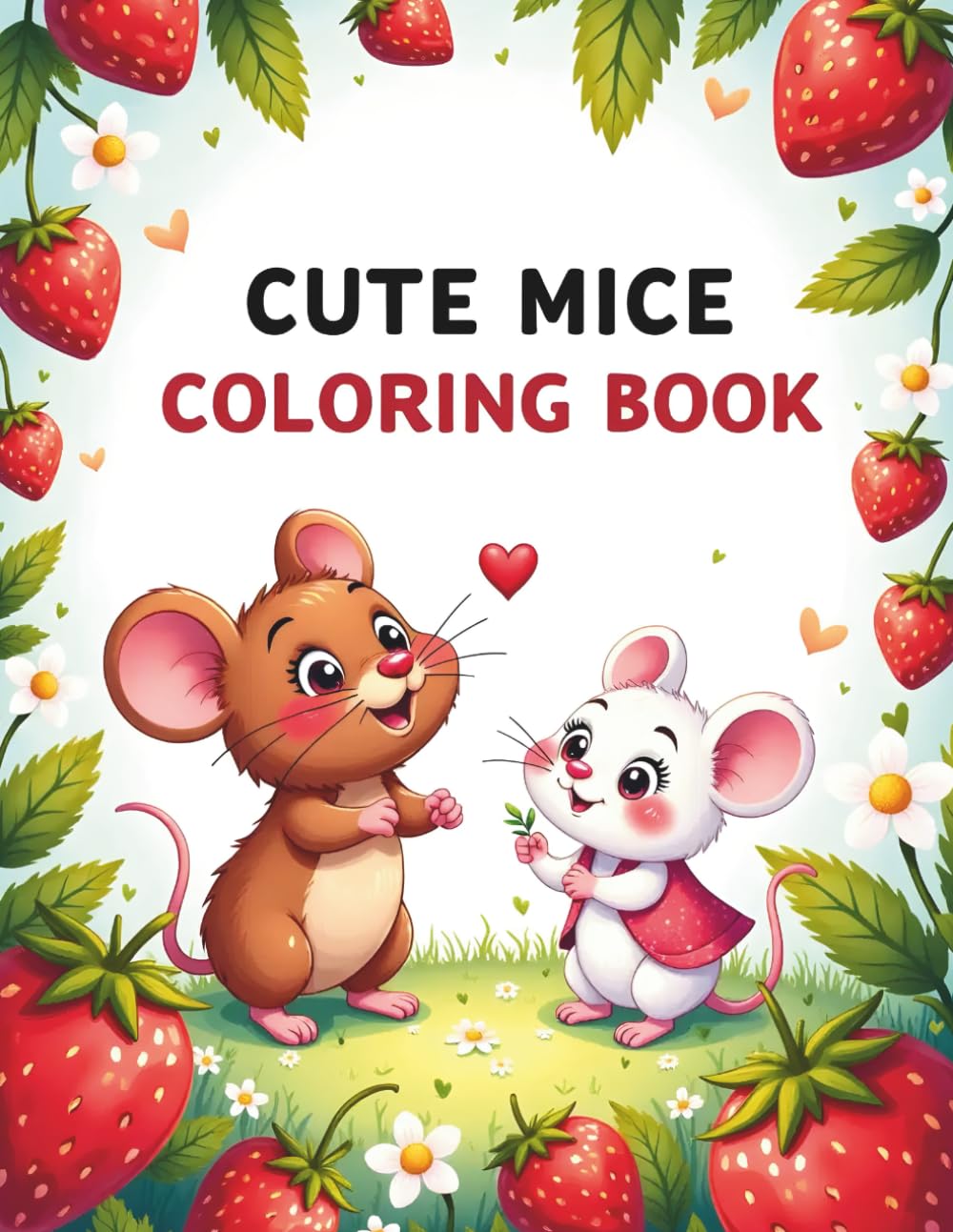 Cute mice coloring book: Mice and Strawberries