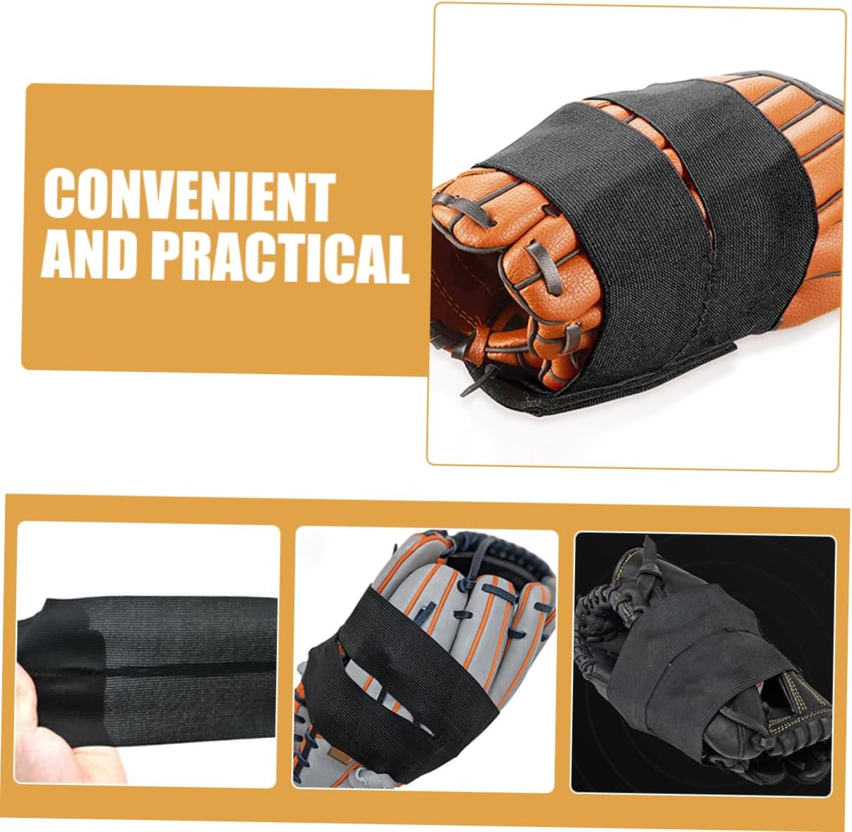 4pcs Baseball Glove Wraps Glove Fixing Bands for Softball Baseball Polyester Material Hook and Closure for Protecting and Forming Pocket