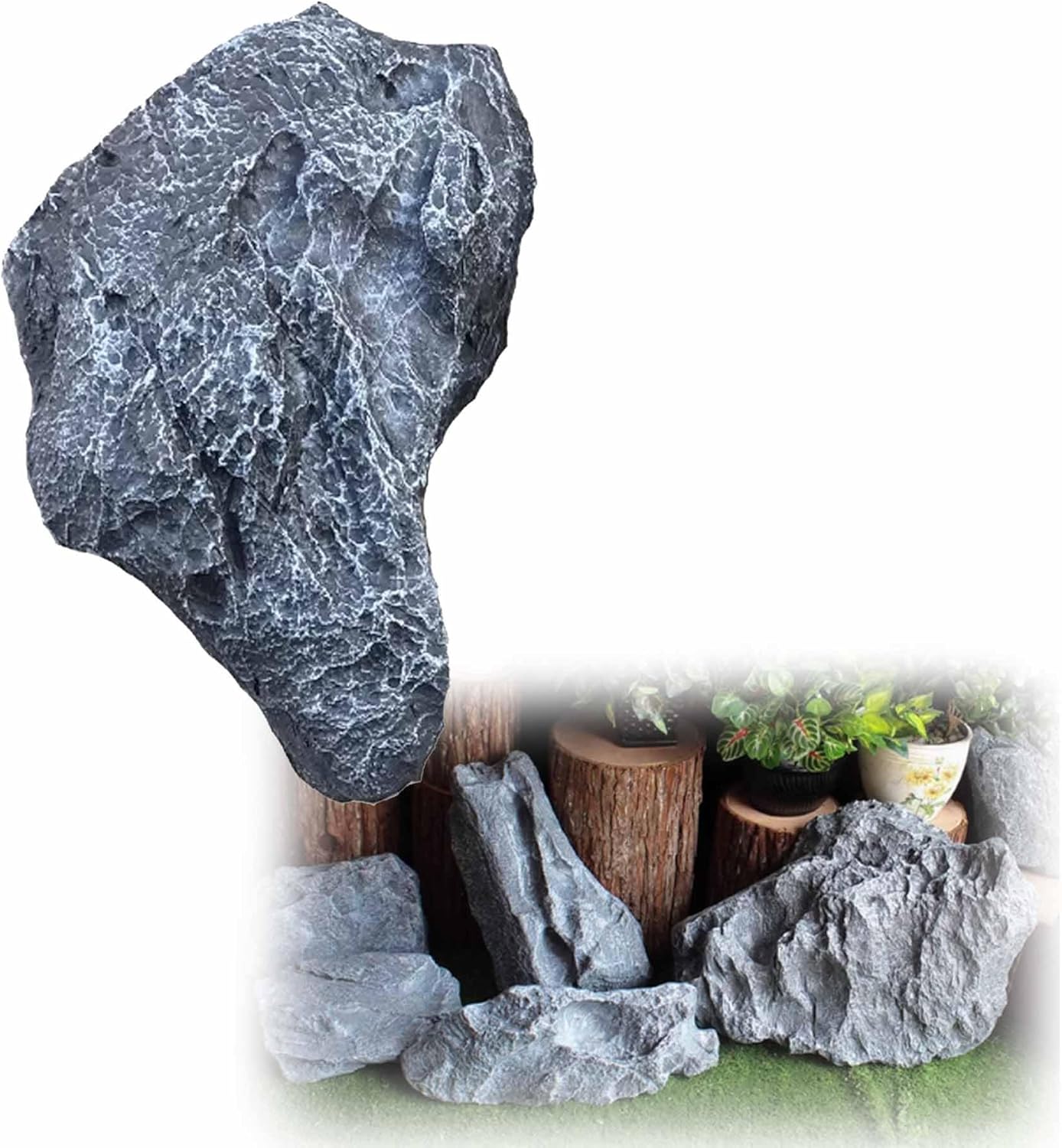 Irregular Landscape Rocks Rock Cover for Yard Fiberglass Solid Fake Rocks Lightweight Artificial Faux Rocks Aquarium Décor Garden Photography Pool Landscapes Landscaping Yar