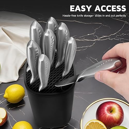 Vista 24 de WELLSTAR - Bloque universal para cuchillos de cocina, soporte para cuchillos sin cuchillos, ahorro de espacio seguro, gran volumen, almacenamiento