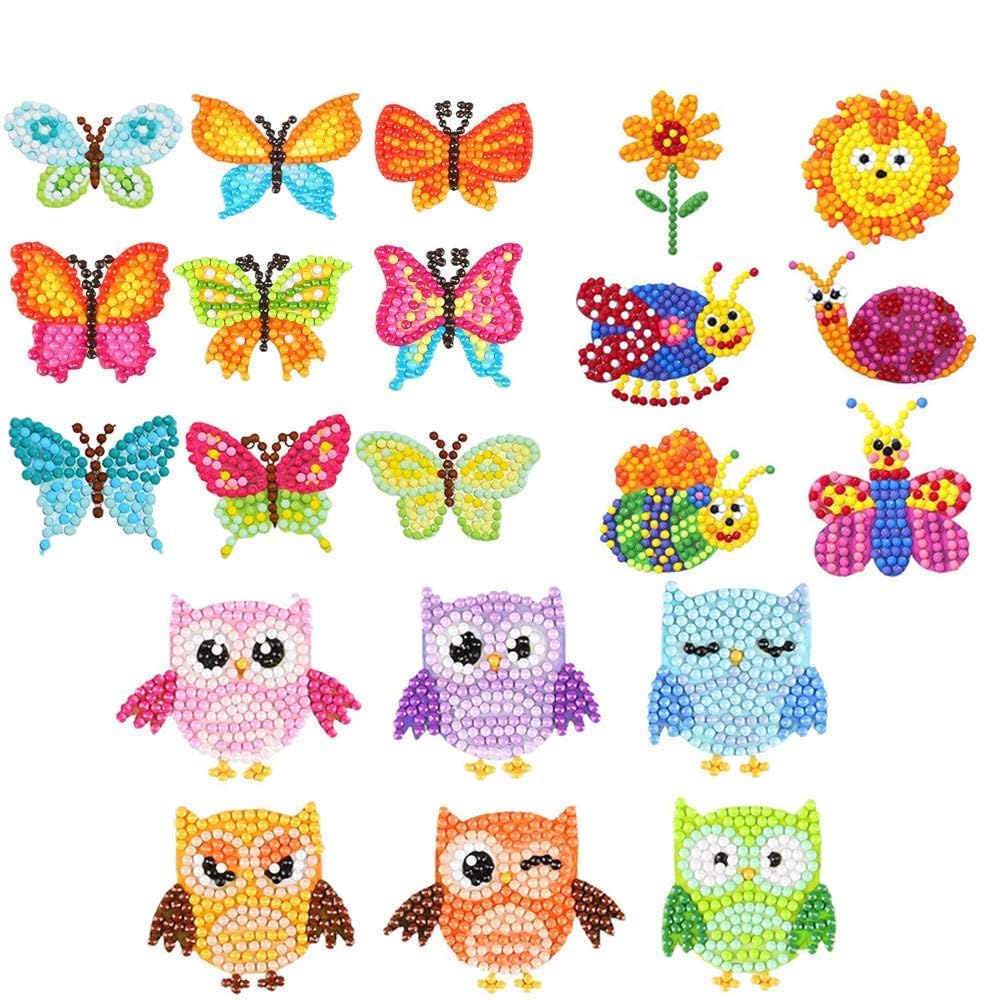 Mosaic Sticker Art Kits for Kids Paint with Diamonds Children Diamond Sticker Kids Gifts Home Decoration Child Cartoon Stickers Manual Child Crafting Supplies Diamond Painting Stickers Kits (Natural)