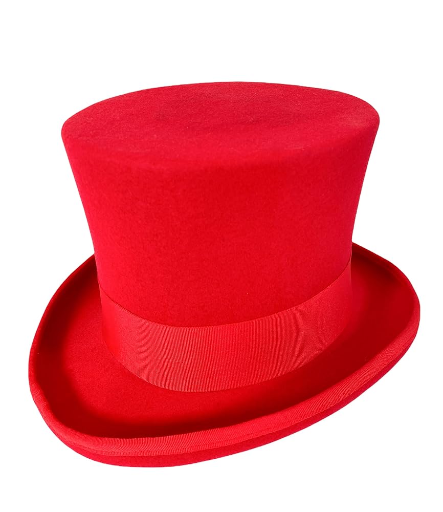 Amazon.com: Funk Plus Red Wool Felt Top Hat Victorian Mad Amazon.com: Funk Plus Red Wool Felt Top Hat Victorian Mad