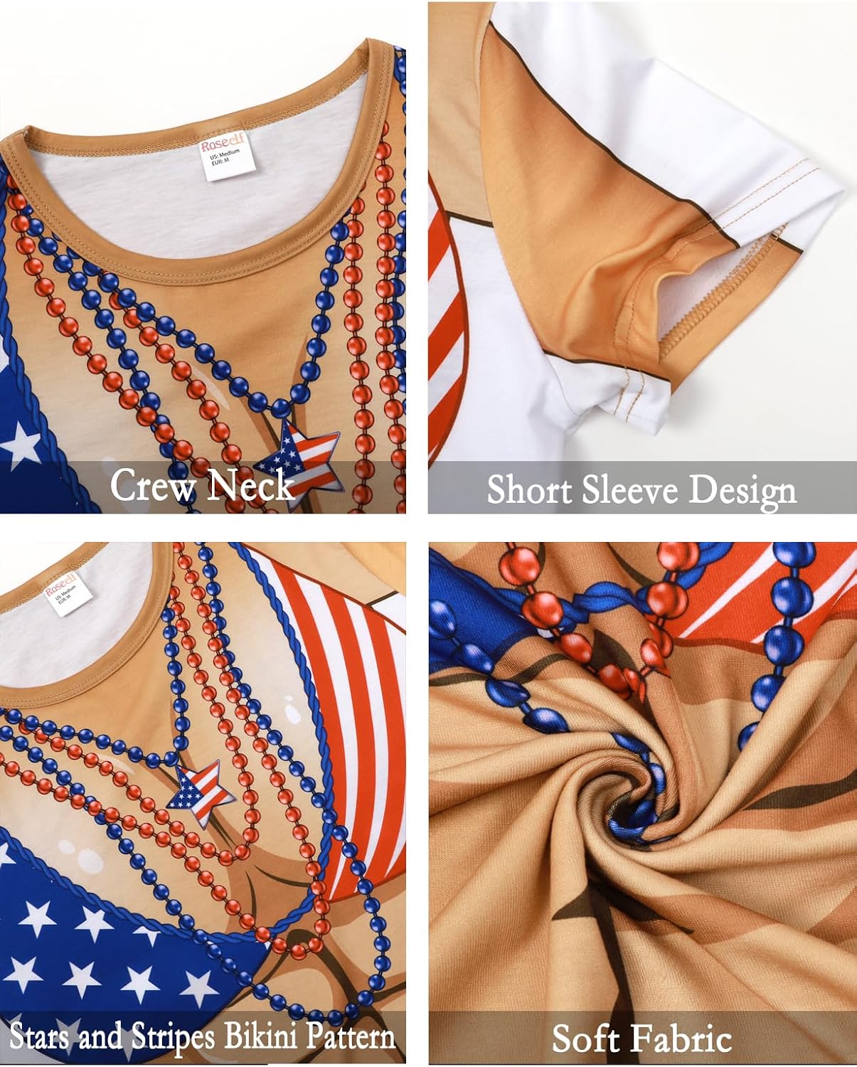 Womens Festival Bikini Printed Short Sleeve Costume T-Shirts