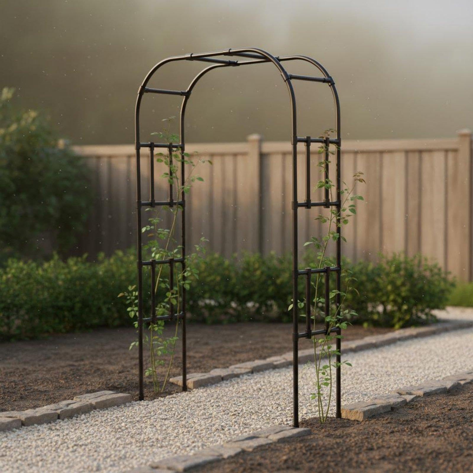 Garden Arch Trellis Coated Steel Climbing Plant Archway Weather-Resistant Rose Arch Frame for Gardeners, DIY Enthusiasts, Balcony, Yard, Patio W1.8*h2.4m Black-image-30