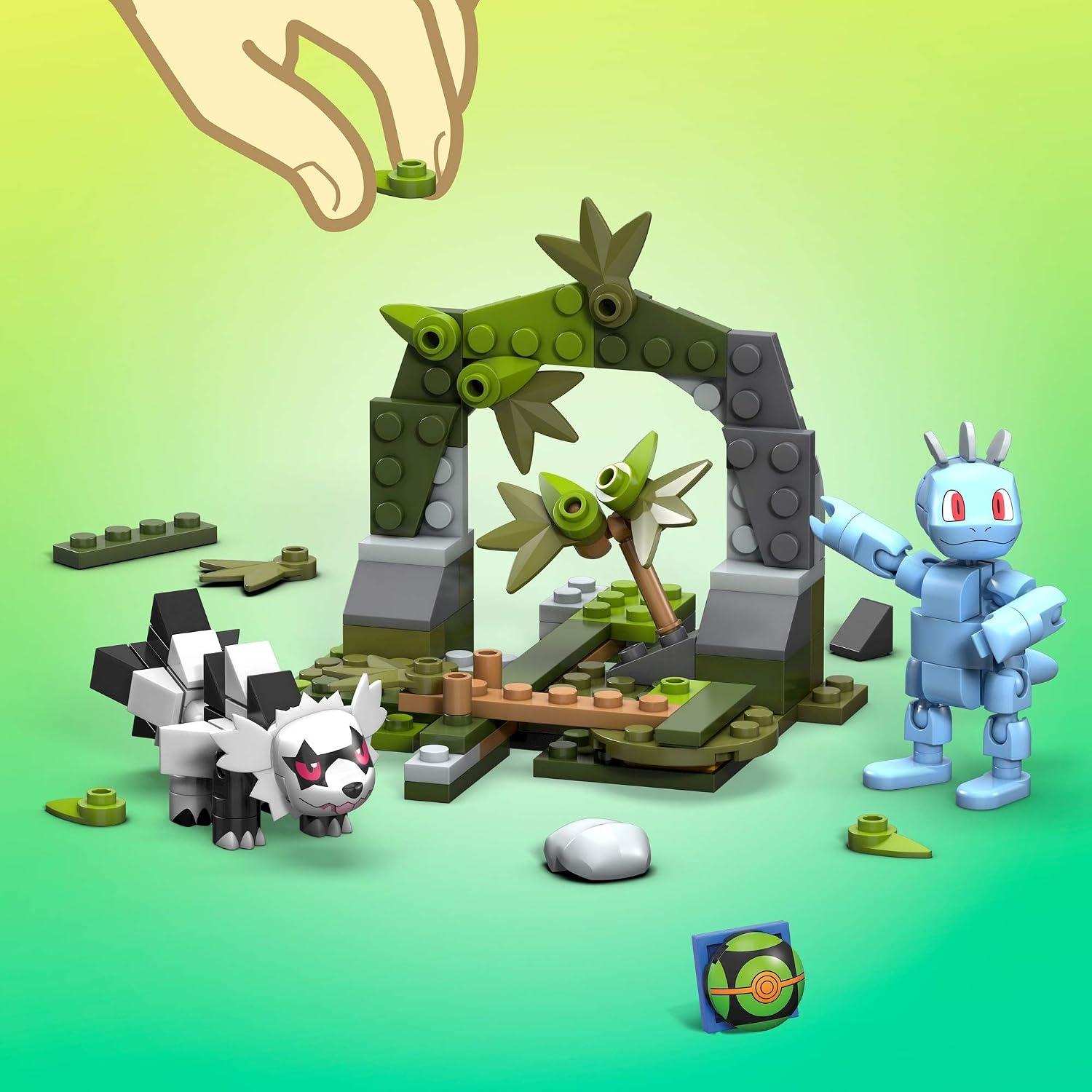 Mega Construx Pokemon Machop Vs. Galarian Zigzagoon Construction Set, Building Toys for Kids (GVK82) , Red, 6 years and up