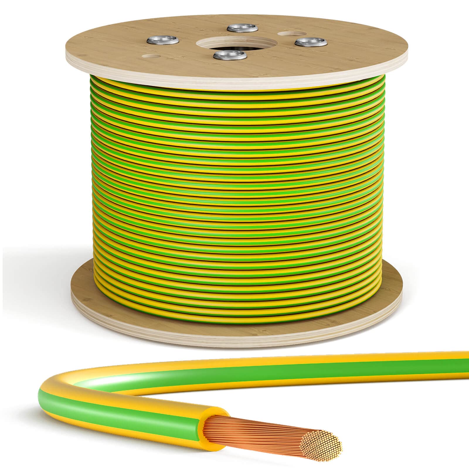 Câble De Mise à Terre 6mm² H07V-K - 20m - Cuivre Flexible - Pour Installation Photovoltaïque - Vert/Jaune