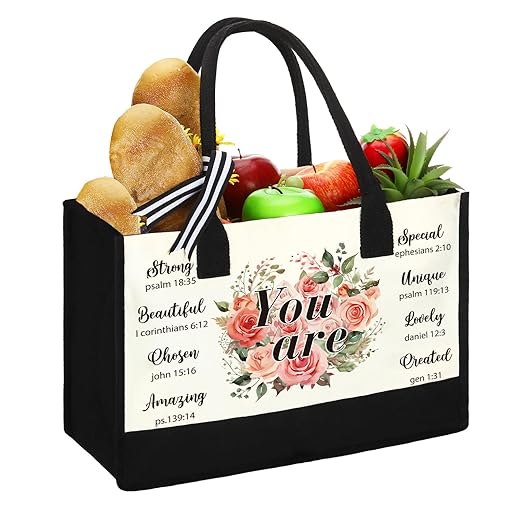 Sweetude Bible Canvas Tote Bag Scripture Christian Bible Canvas Bag Inspirational Gifts Bag for Women Christmas (Classic)