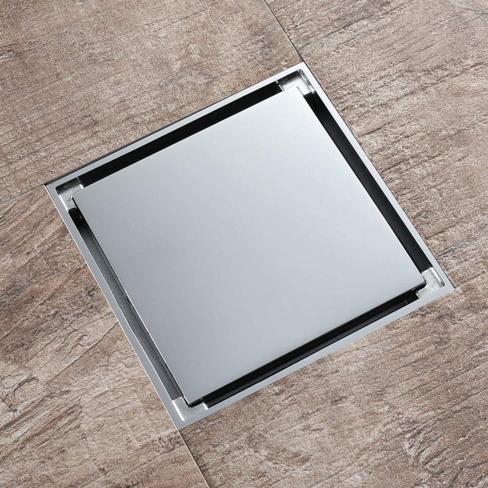 Cubierta de desagüe de Ducha, desagües de Suelo de Ducha, desagüe de Suelo Cuadrado de Acero Inoxidable de 12 x 12 cm, colador de Pelo para Ducha de baño, desagües de Cocina