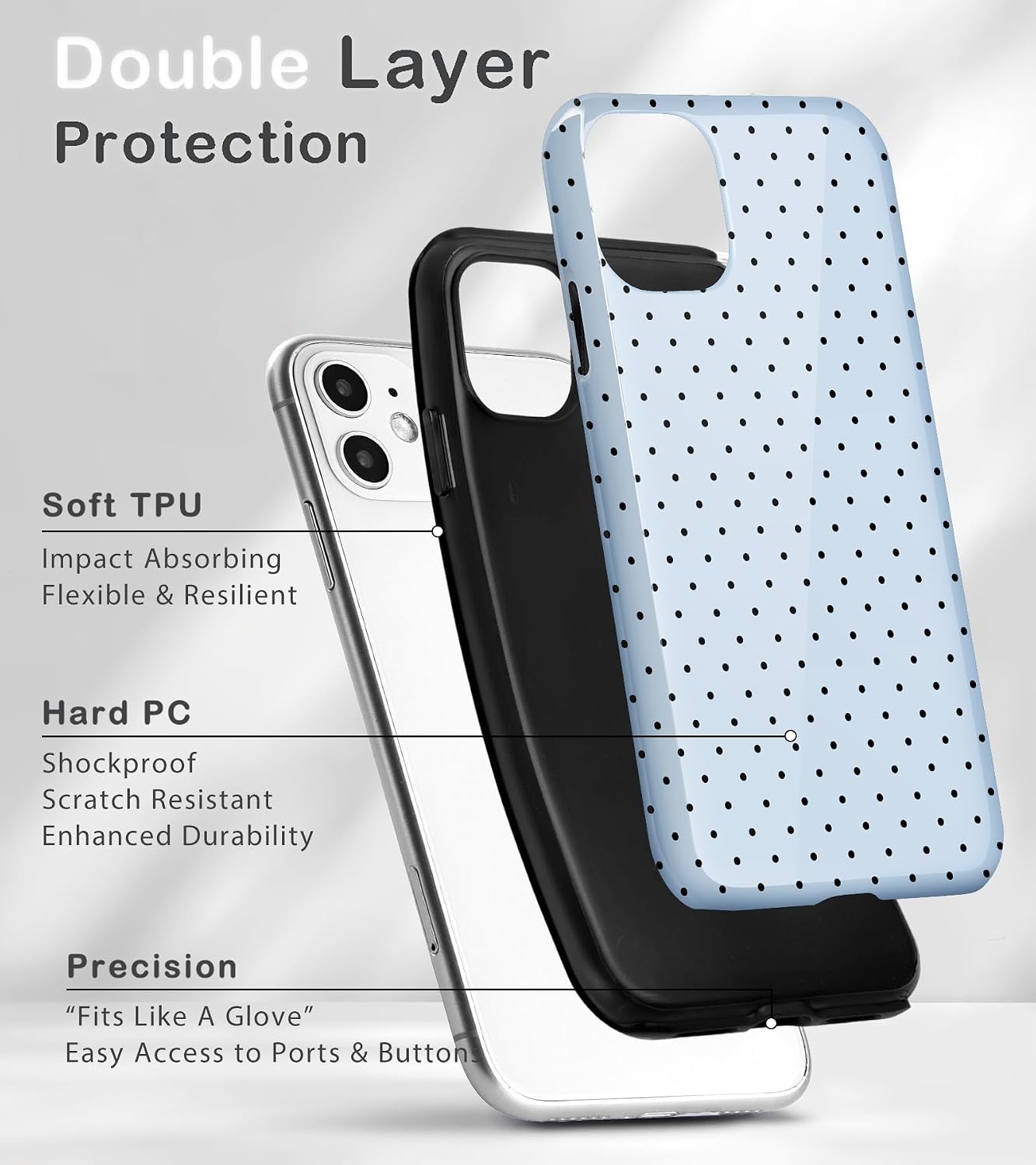 for iPhone 11 Cute Polka Dot Phone Case, Blue thumbnail