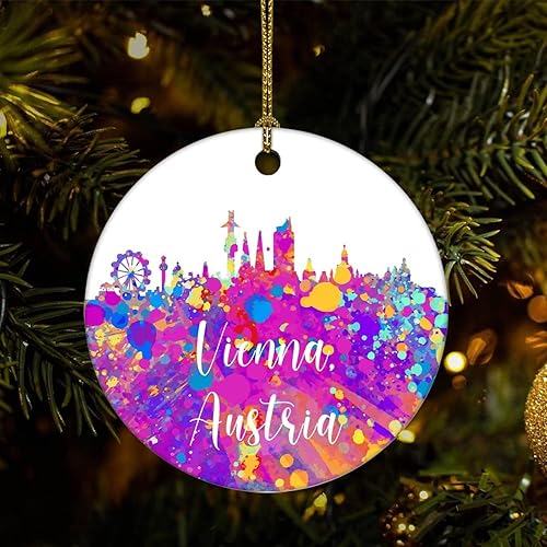 Two-Side Printed Austria-Vienna Ceramic Christmas Ornament Novelty for Family Friends Kids City View Silhouette Christmas Keepsake Pendants Two-Side Printed Austria-Vienna Ceramic Christmas Ornament Novelty for Family Friends Kids City View Silhouette Christmas Keepsake Pendants