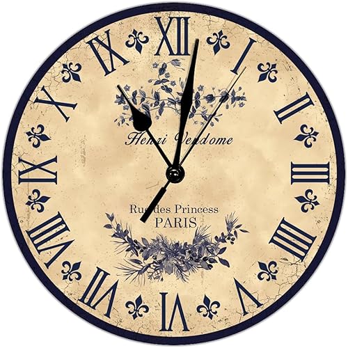 Brown Toile - Reloj de pared para sala de estar, reloj de pared silencioso con pilas, reloj de pared silencioso de 15 pulgadas, reloj de madera