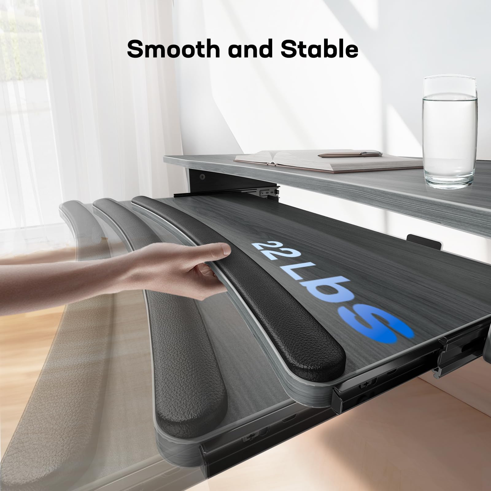 HUANUO Standing Desk Adjustable Height 55 x 24 Electric Stand Up Desk for Home Office with Large Keyboard — view 4