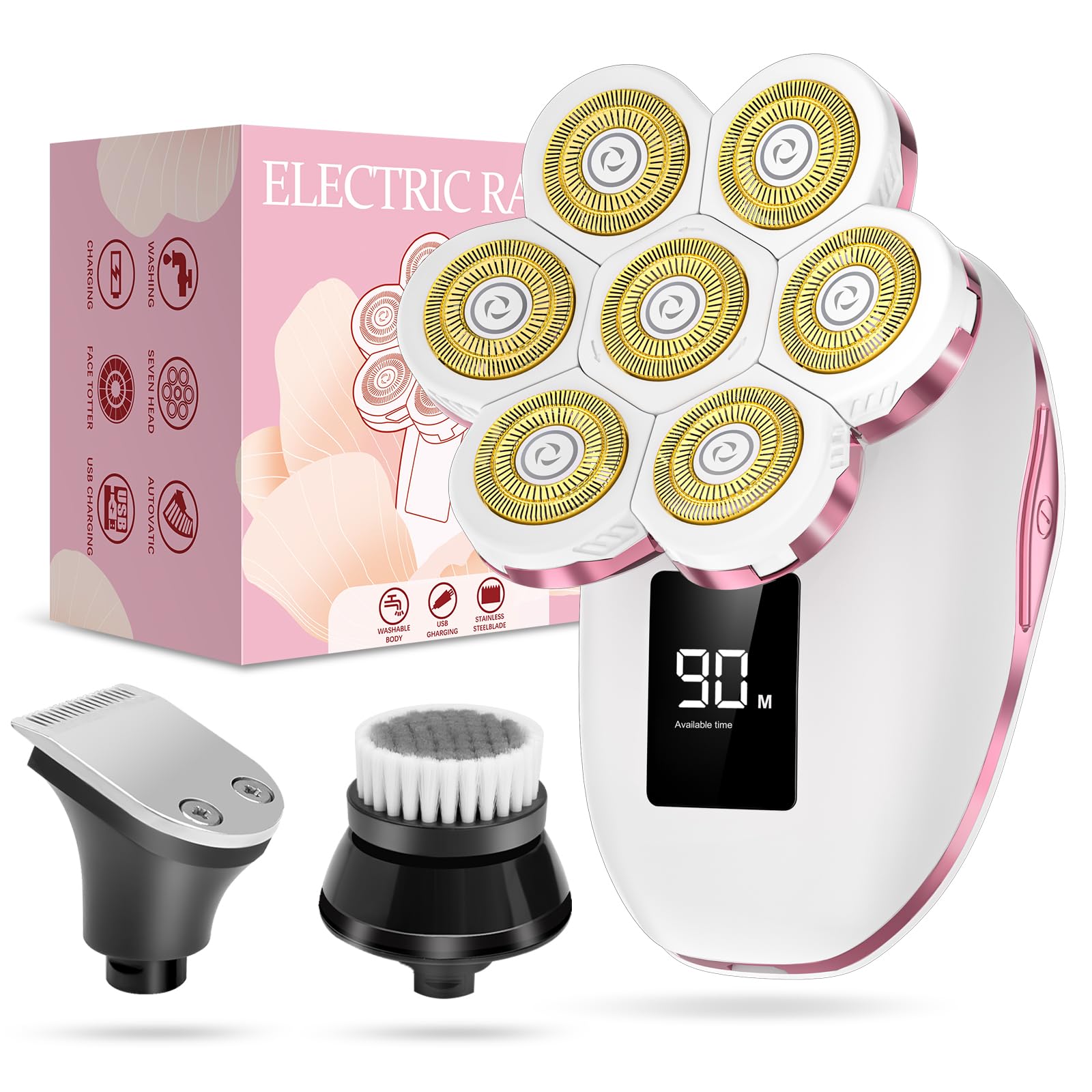 3-in-1 Electric Razors for Women, 7D Hypoallergenic Blades