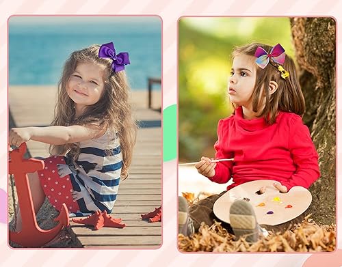 Miniatura 6 de Lazos para el pelo de 5 pulgadas para niñas, lazos coloridos para el pelo de niña, arco iris, corazón, grogrén, cocodrilo, lazo con clip para niñas